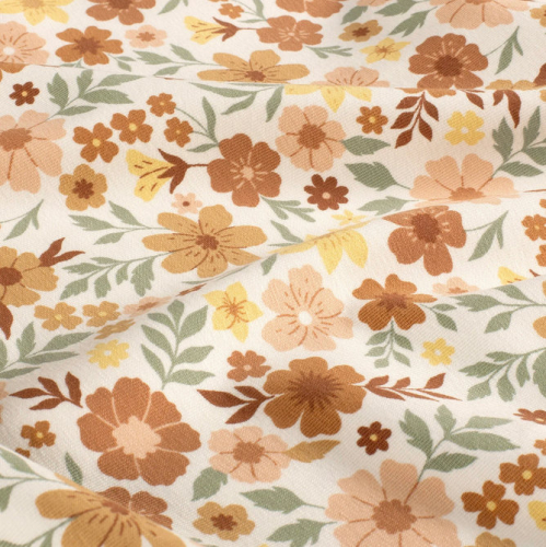 Jersey - Blumen - braun - beige